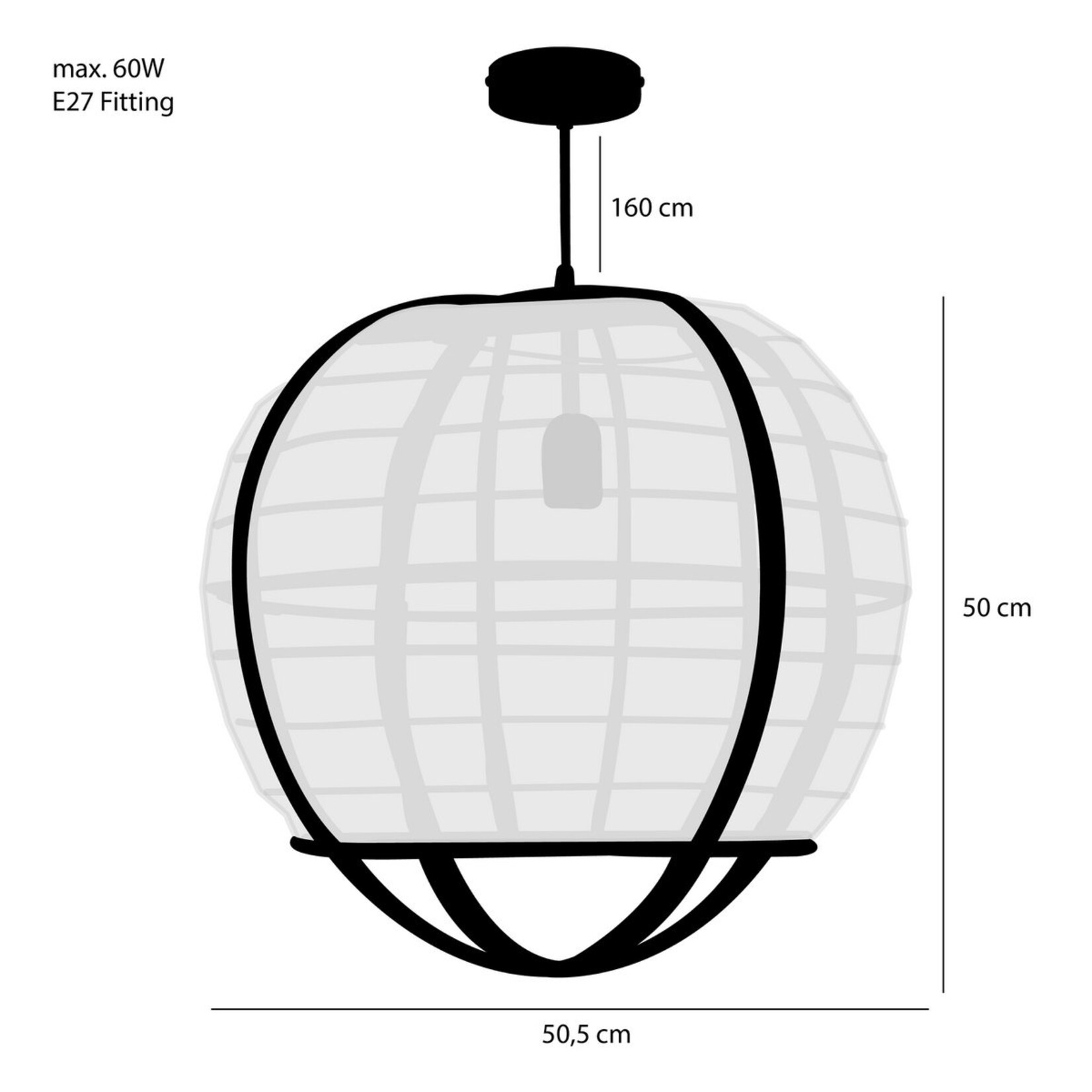 Mica Decorations Pella Hanglamp - H50 x Ø51 cm - Linnen - Off White