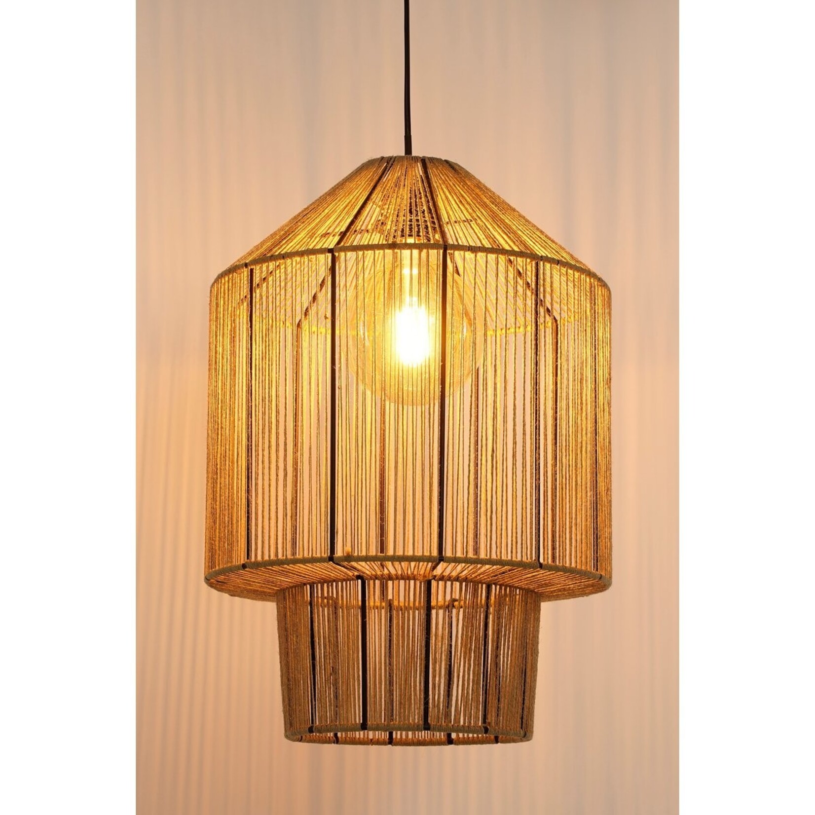 Mica Decorations Elsa Hanglamp - H49 x Ø35 cm - Jute - Lichtbruin