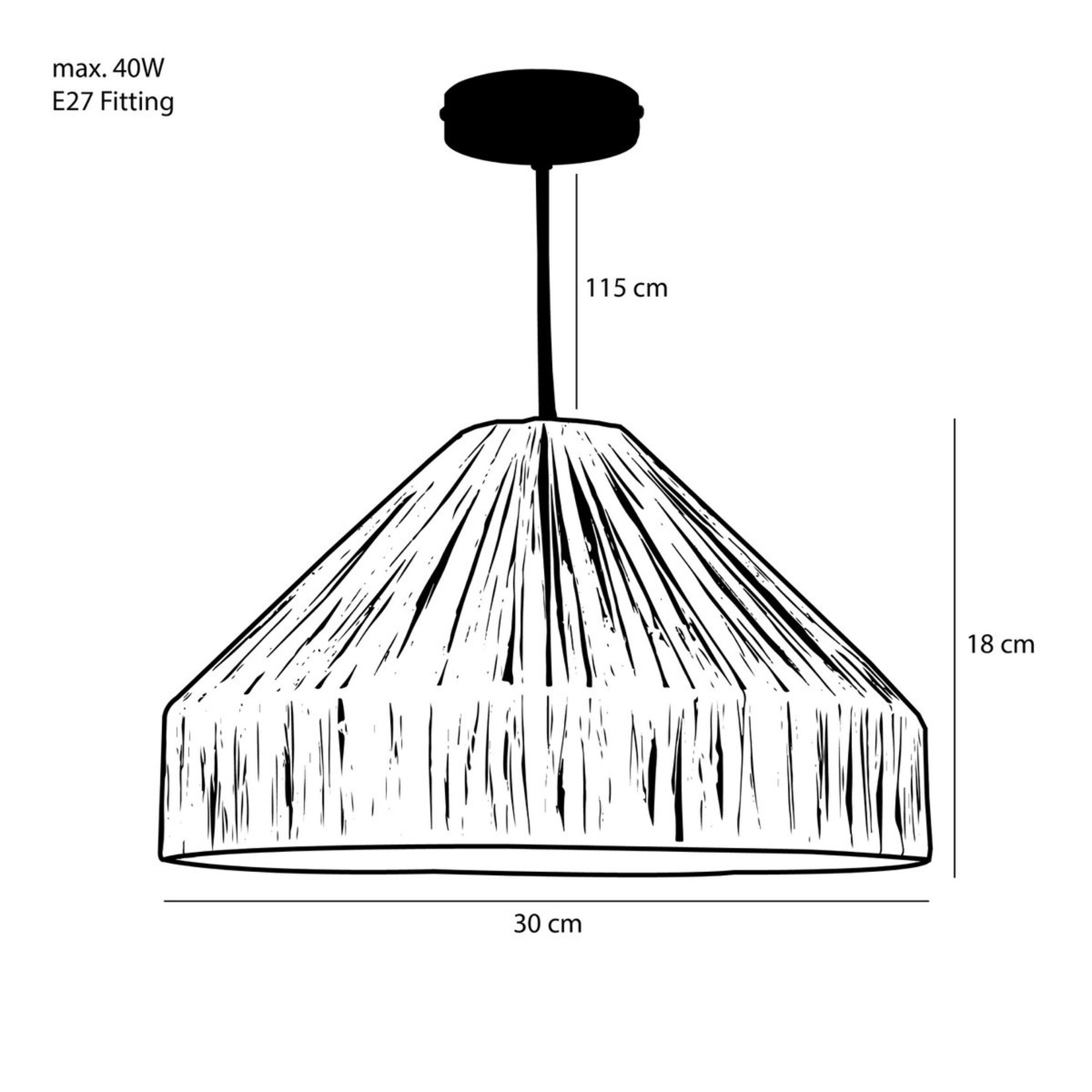 Mica Decorations Elisa Hanglamp - H18 x Ø30 cm - Raffia - Lichtbruin
