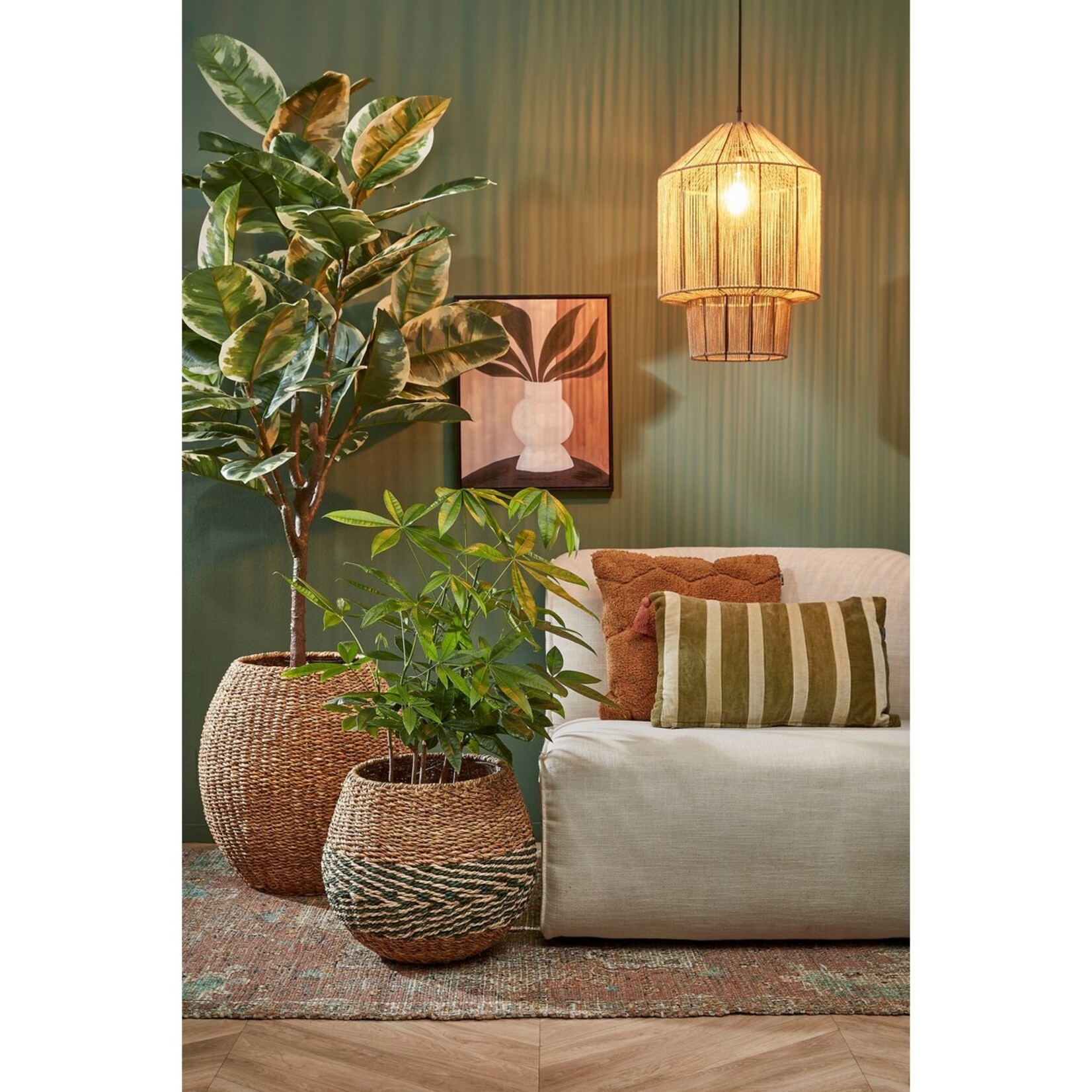 Mica Decorations Elsa Hanglamp - H49 x Ø35 cm - Jute - Lichtbruin