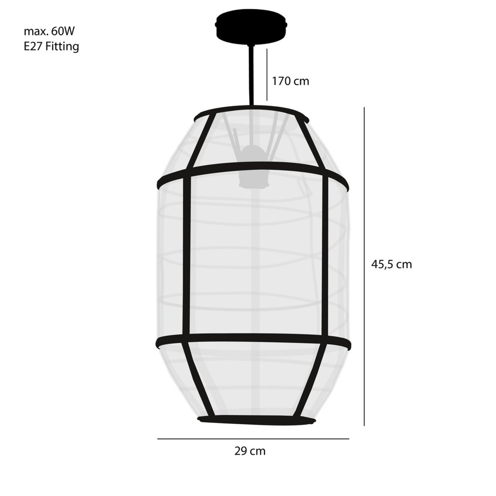 Mica Decorations Pella Hanglamp - H46 x Ø29 cm - Linnen - Beige