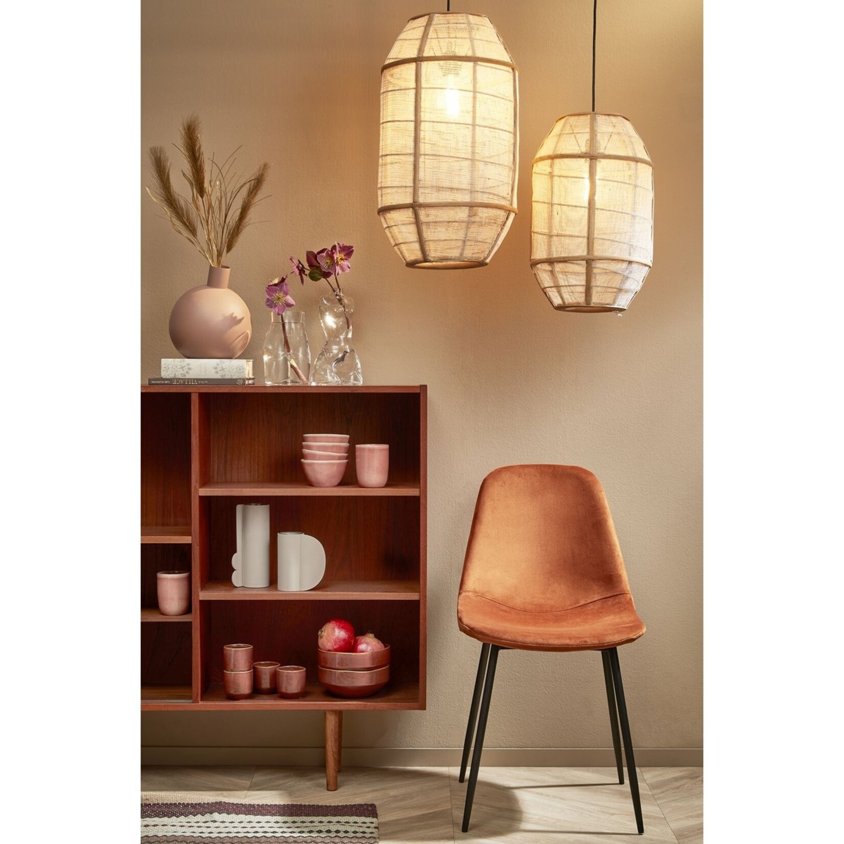 Mica Decorations Pella Hanglamp - H46 x Ø29 cm - Linnen - Beige