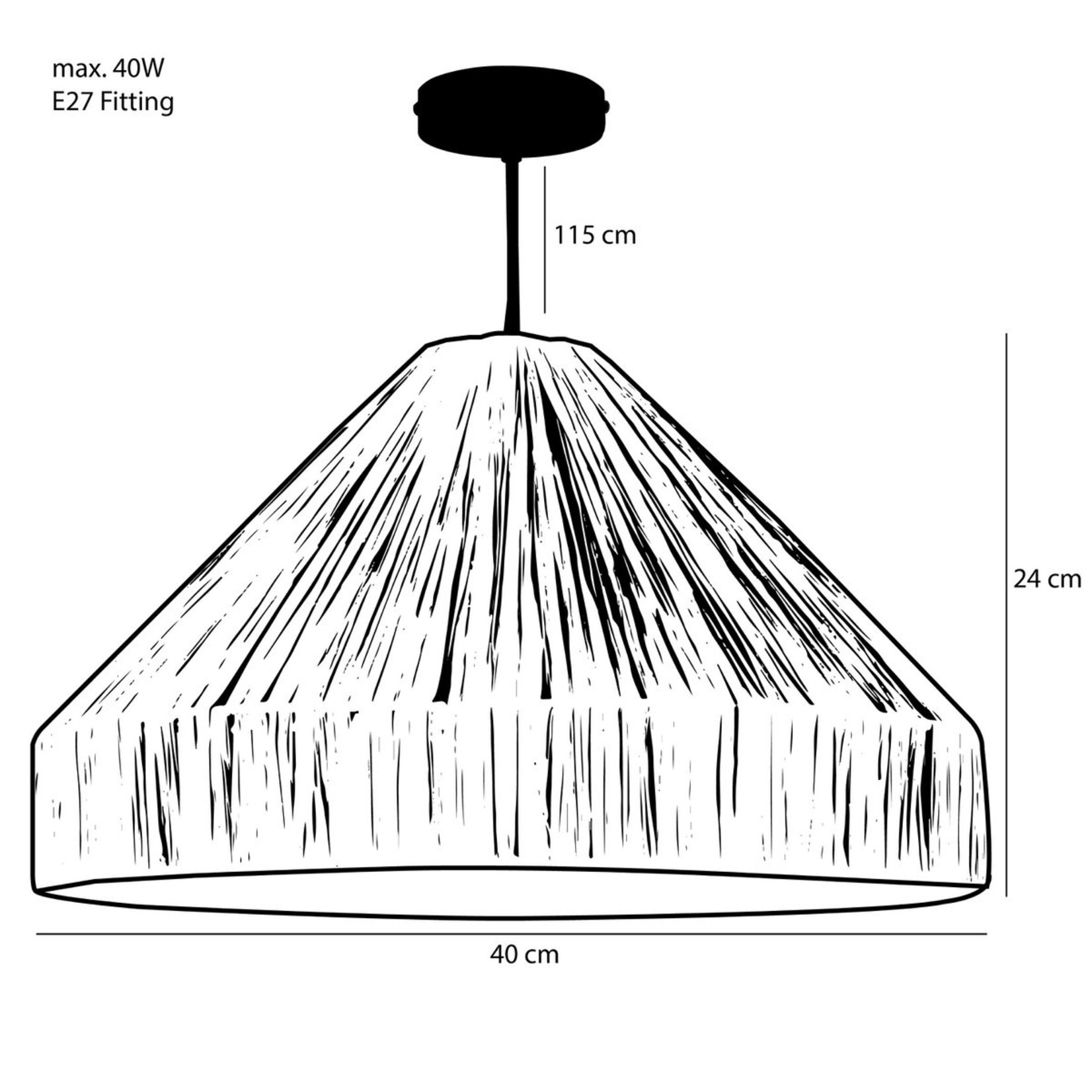 Mica Decorations Elisa Hanglamp - H24 x Ø40 cm - Raffia - Lichtbruin