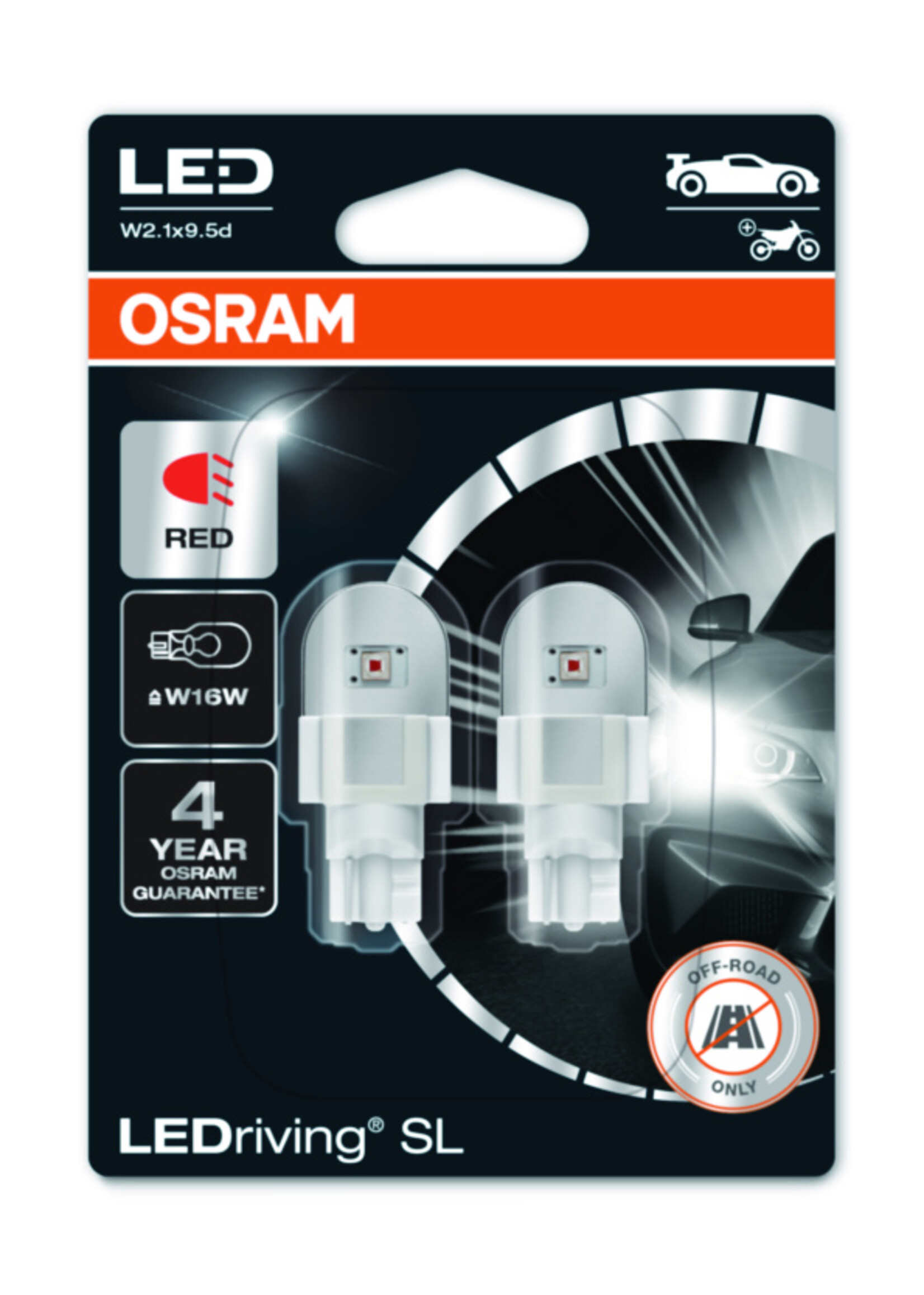 Osram LEDriving® SL ≜W16W RED 12V BLI2