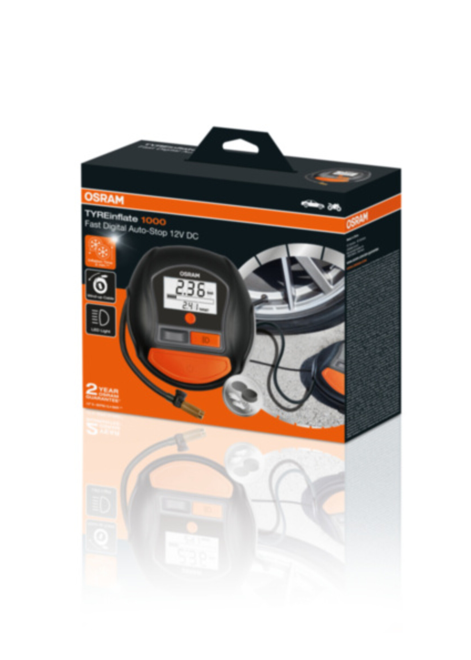 Osram TYREinflate 1000 Fast, Digital with auto-stop