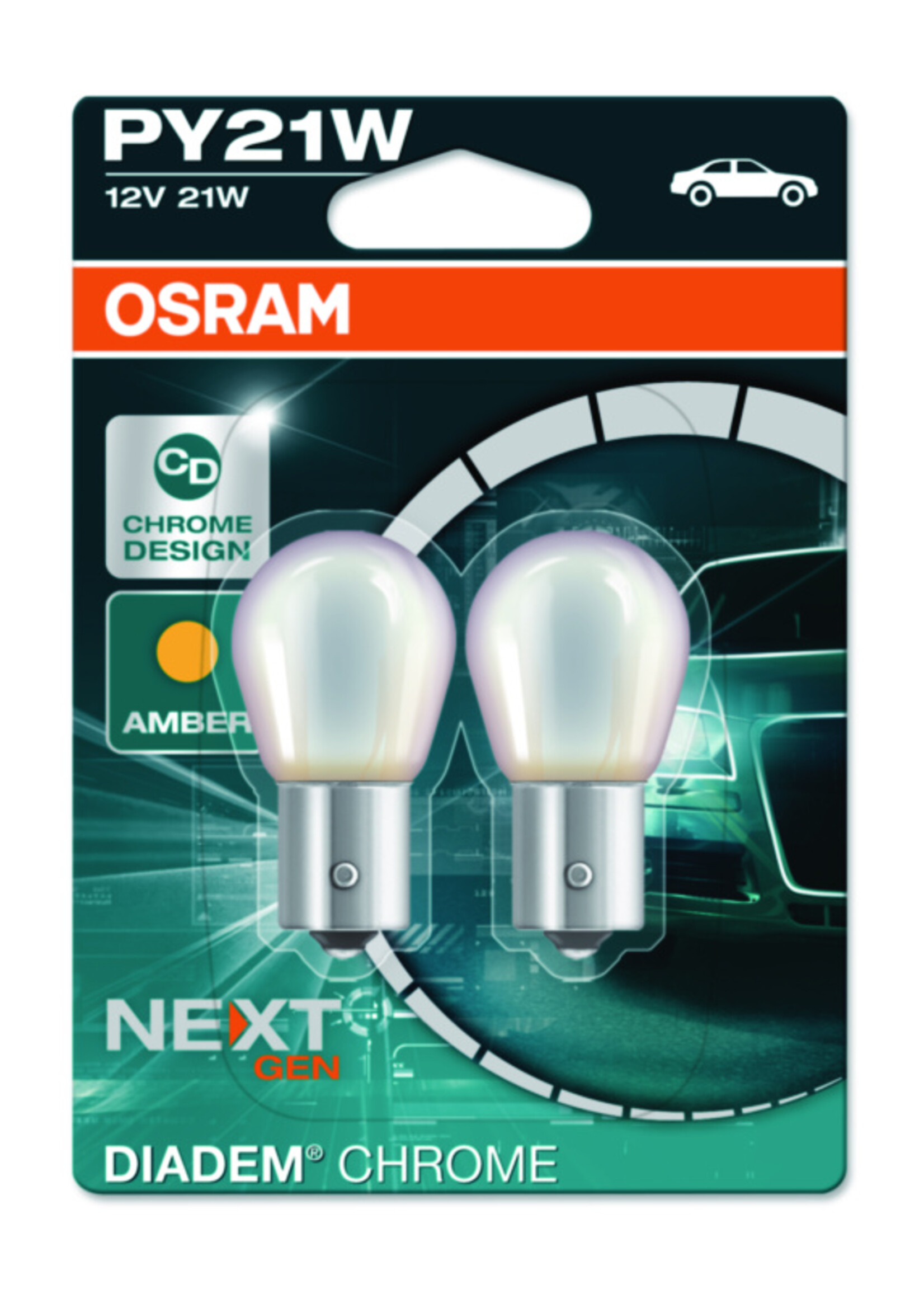 Osram DIADEM® CHROME PY21W 12V BLI2