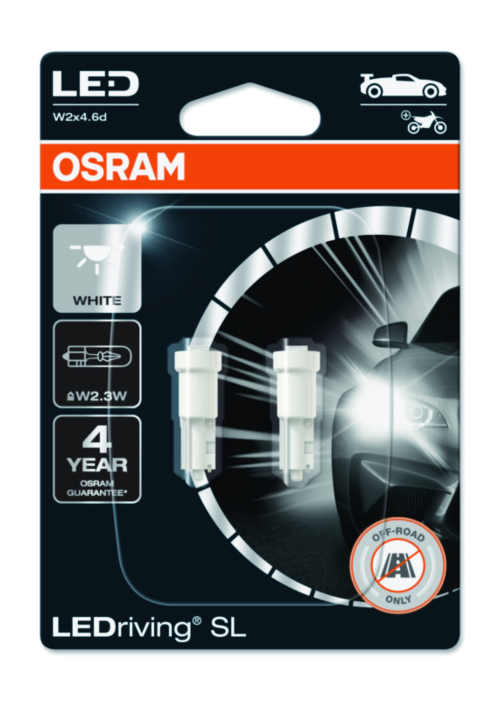 Osram LEDriving® SL ≜ T5 (W2.3W) COOL WHITE 6000K 12V BLI2