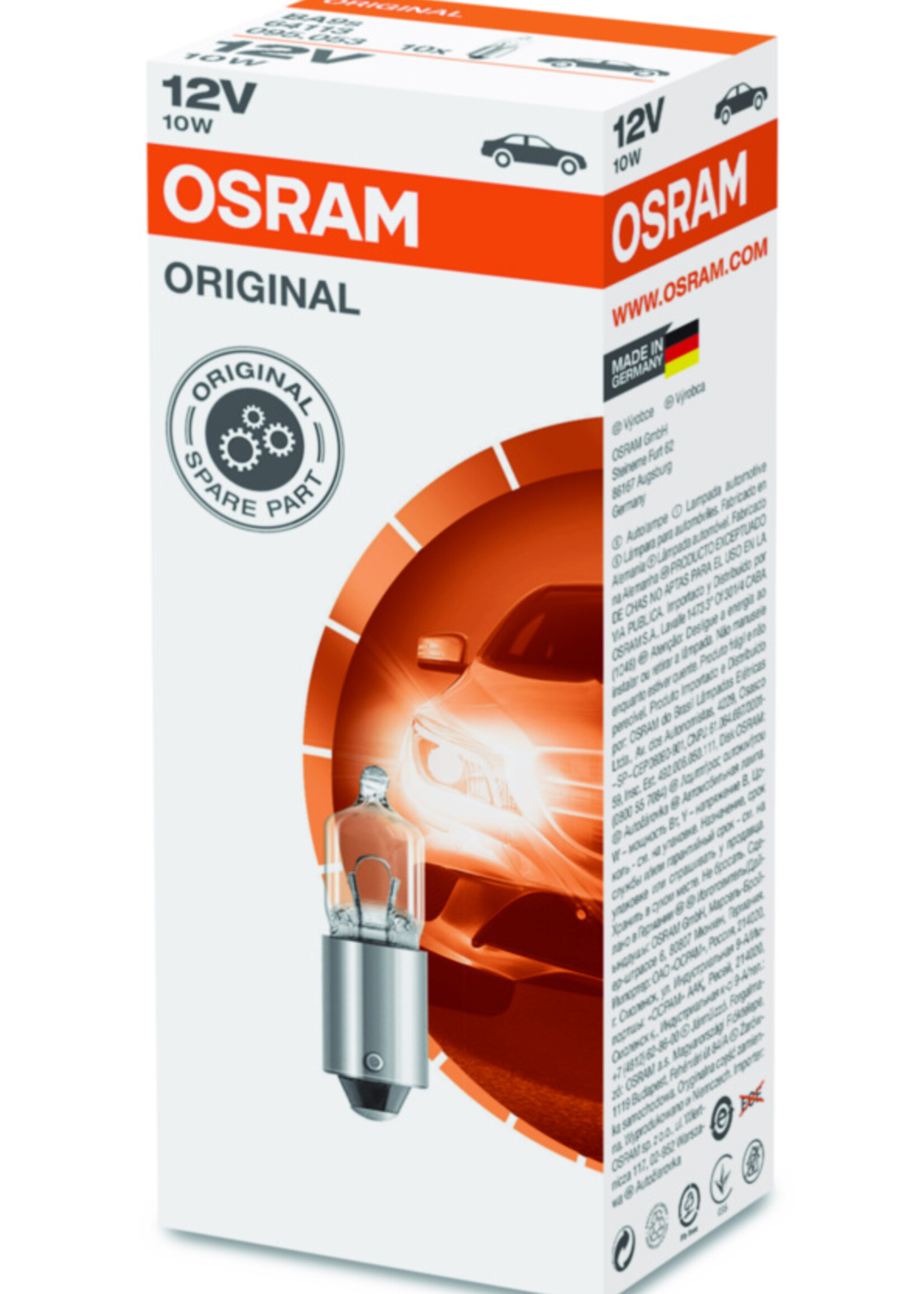 Osram ORIGINAL MINIWATT® 10W BA9s 12V