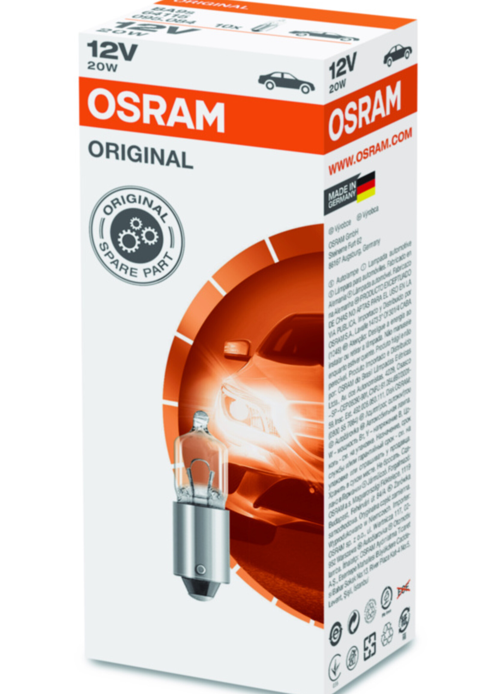 Osram ORIGINAL MINIWATT® 20W BA9s 12V