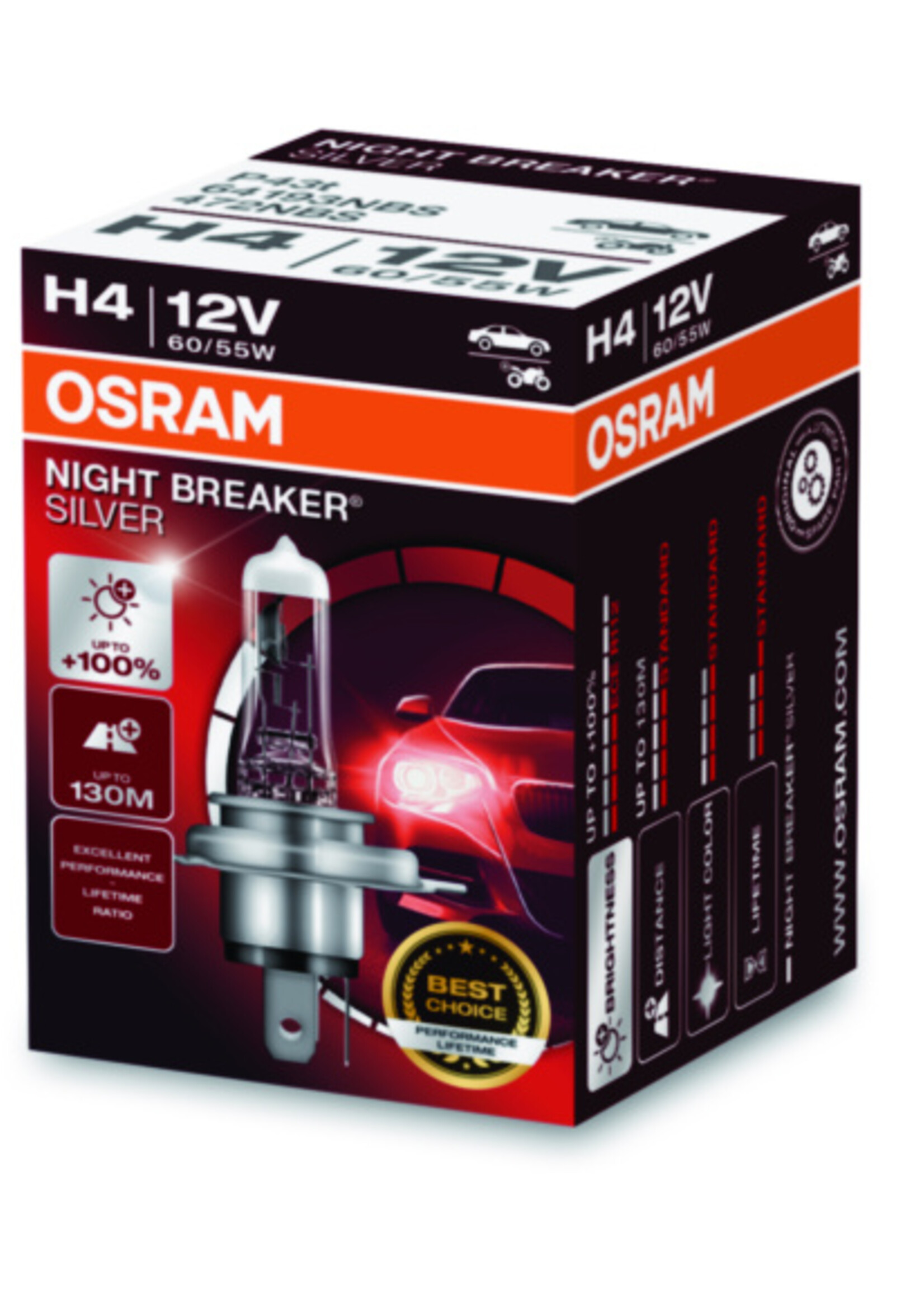 Osram NIGHT BREAKER® SILVER H4 12V