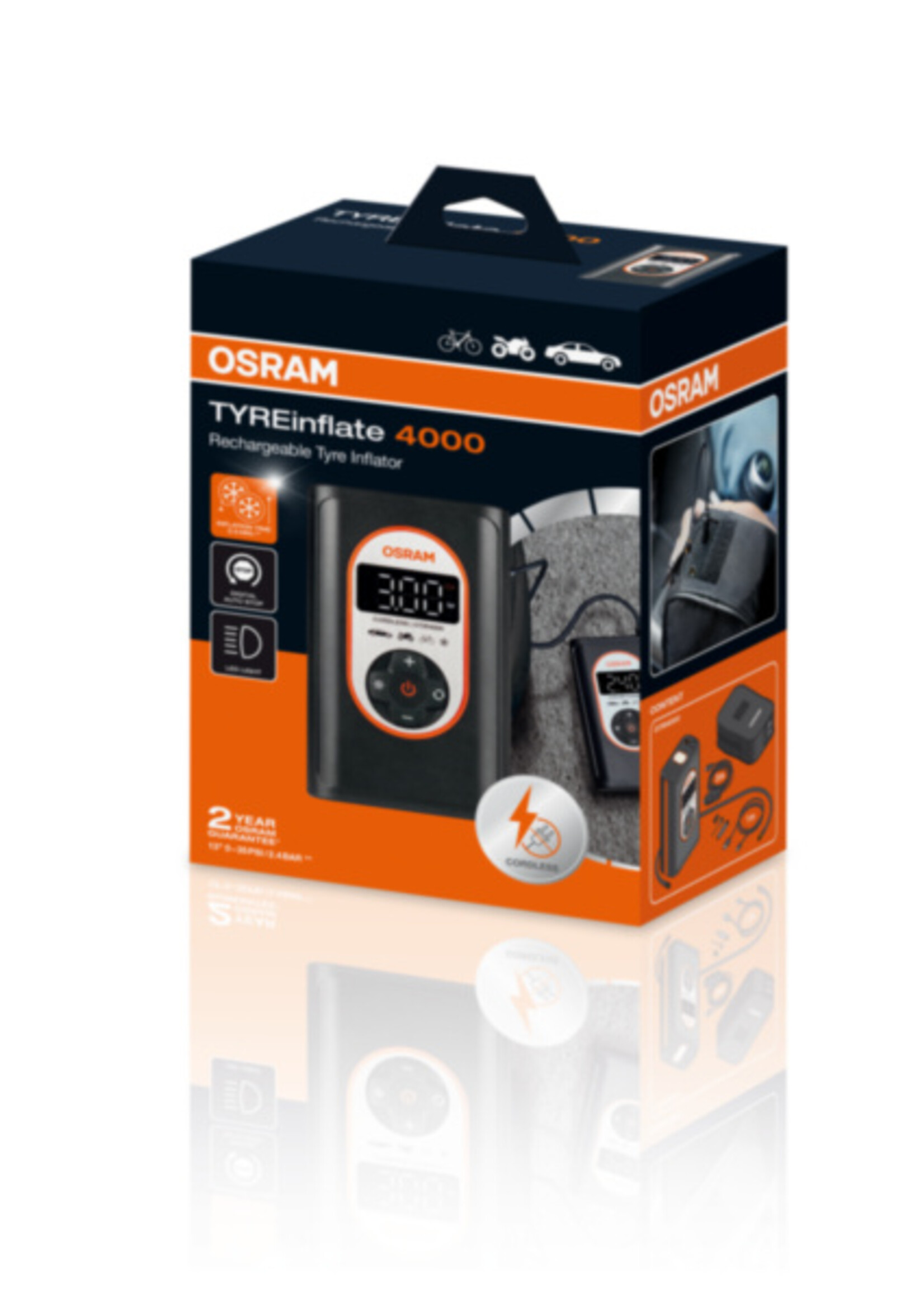 Osram TYREinflate 4000 Rechargeable Digital Tyre Inflator with auto-stop