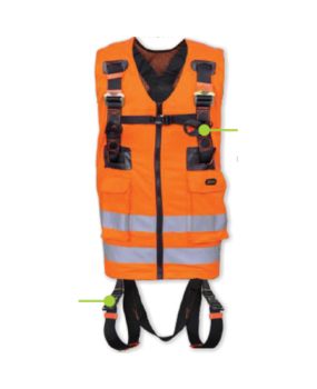 Kratos Safety 2 punts harnas met oranje signaalvest en snelsluitingen Kratos Safety 2 punts harnas met oranje signaalvest en snelsluitingen