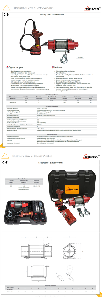 DELTA DELTA batterij treklier 350 kg DELTA DELTA batterij treklier 350 kg