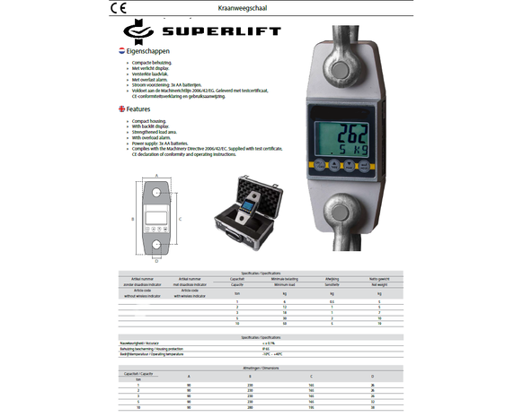 DELTA Lastmeter / kraanweegschaal / loadcell 5 ton DELTA Lastmeter / kraanweegschaal / loadcell 5 ton