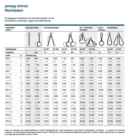 pewag PEWAG Grade 100 ketting 2-sprong 8 mm 3500 kg