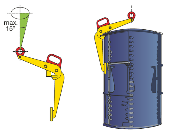 Terrier Vatenklem TVKH voor het transporteren van stalen vaten Terrier Vatenklem TVKH voor het transporteren van stalen vaten