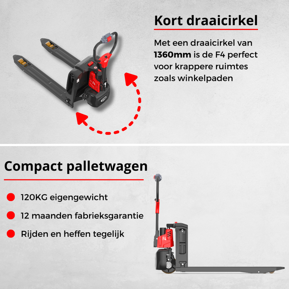 EP Equipment EP F4 elektrische palletwagen 1500kg EP Equipment EP F4 elektrische palletwagen 1500kg