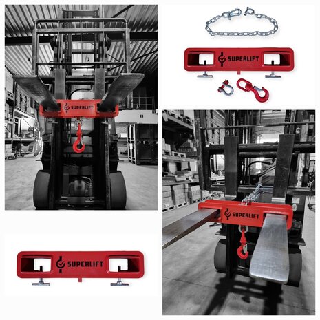 Superlift Lasthaak voor heftruck 1000kg dubbele vork Superlift Lasthaak voor heftruck 1000kg dubbele vork