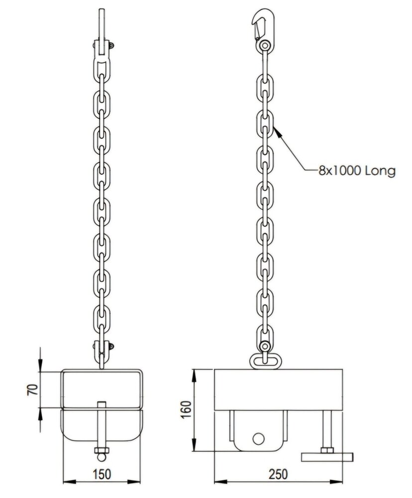 Superlift Lasthaak voor heftruck 1000kg dubbele vork Superlift Lasthaak voor heftruck 1000kg dubbele vork
