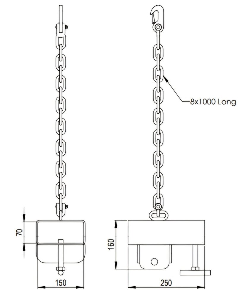 Superlift Lasthaak voor heftruck 2500kg dubbele vork Superlift Lasthaak voor heftruck 2500kg dubbele vork