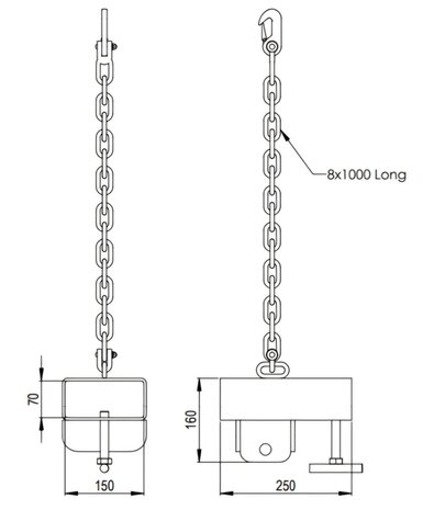 Superlift Lasthaak voor heftruck 2500kg dubbele vork Superlift Lasthaak voor heftruck 2500kg dubbele vork