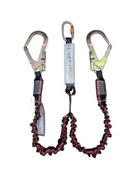 Horus Safety Equipment elastische Y-lijn met demper, steigerpijphaken en autohaak 2 meter Horus Safety Equipment elastische Y-lijn met demper, steigerpijphaken en autohaak 2 meter