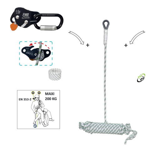 Kratos Safety Lijnklem voor 11 mm kernmantellijn