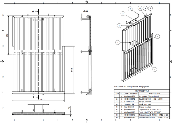 Bomaco Veiligheidsrooster uitschuifbaar voor pallethaak