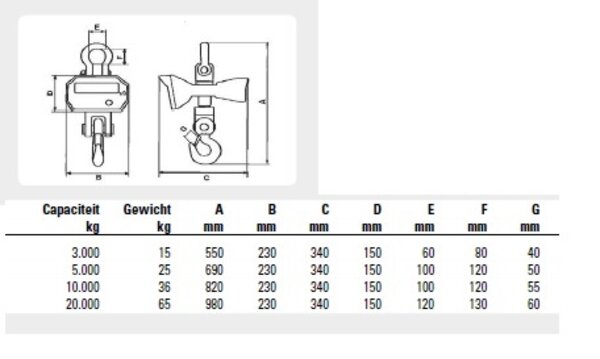 Liftikus Liftikus weeghaak 3 ton