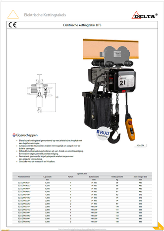 DELTA DELTA DTS elektrische takel 1000 kg