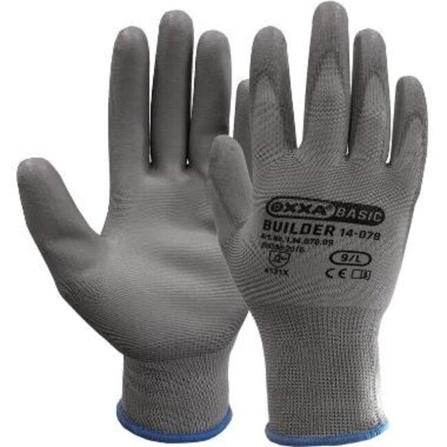 OXXA Builder 14-078 (ehemals PU/Polyester) 12 Paar Handschuhe Grau