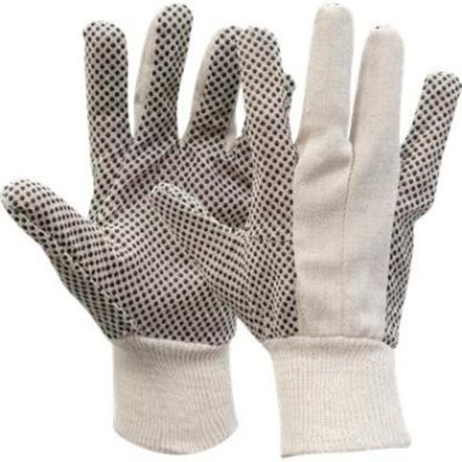 OXXA Knitter 14-550 Baumwollhandschuhe mit schwarzen PVC-Punkten Polkadot (12 Paar)