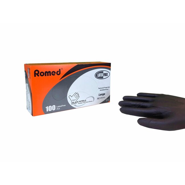 Romed 100 Stück Nitrilhandschuhe schwarz