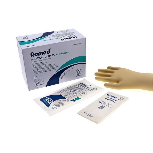 Romed OP-Handschuhe aus Latex puderfrei steril verpackt