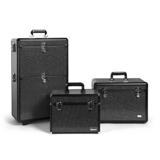 Backstage-Schönheitskoffer mit schwarzen Strasssteinen, 42,3 x 25,2 x 32 cm