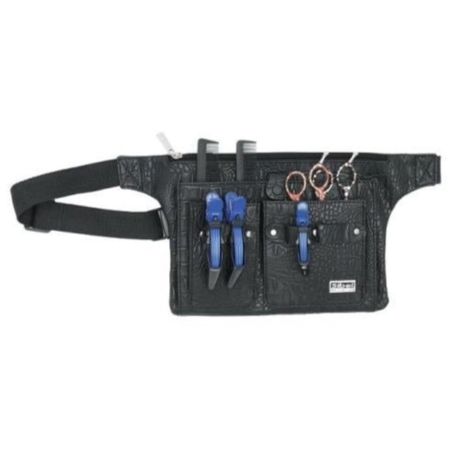 Gürtel 3 schwarzer Holstergürtel in mattem Krokodil für 3 Scheren