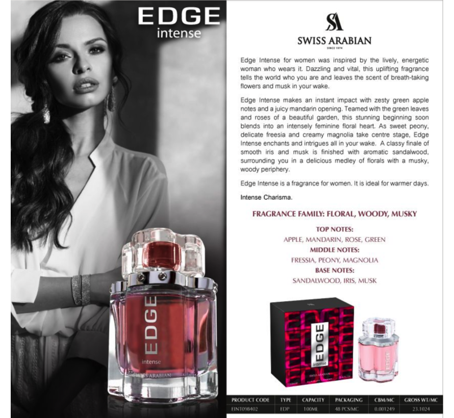 EDGE  INTENSE 100ML  WOMEN