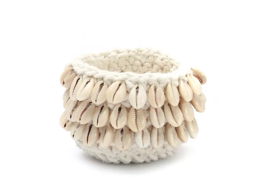 The Cowrie Macrame Candle Holder - Natural S