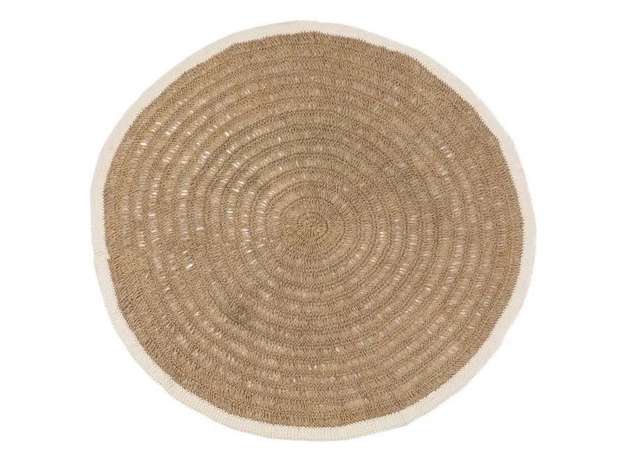 The Seagrass & Cotton Round Carpet - Natural White - 200