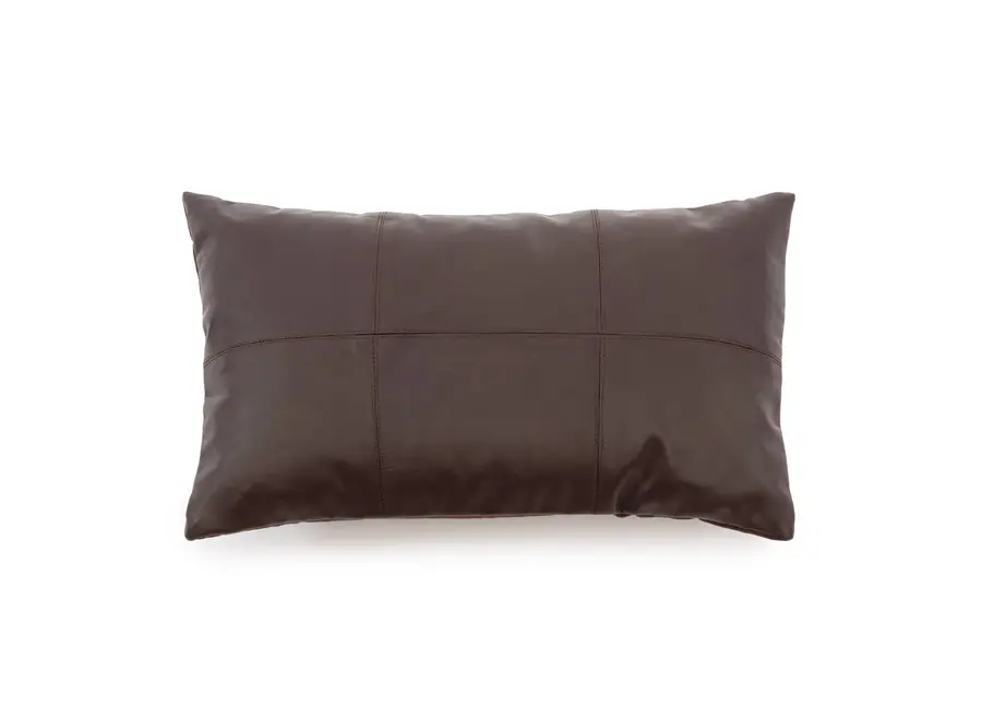 The Six Panel Leather Cushion Cover - Choco - 30x50