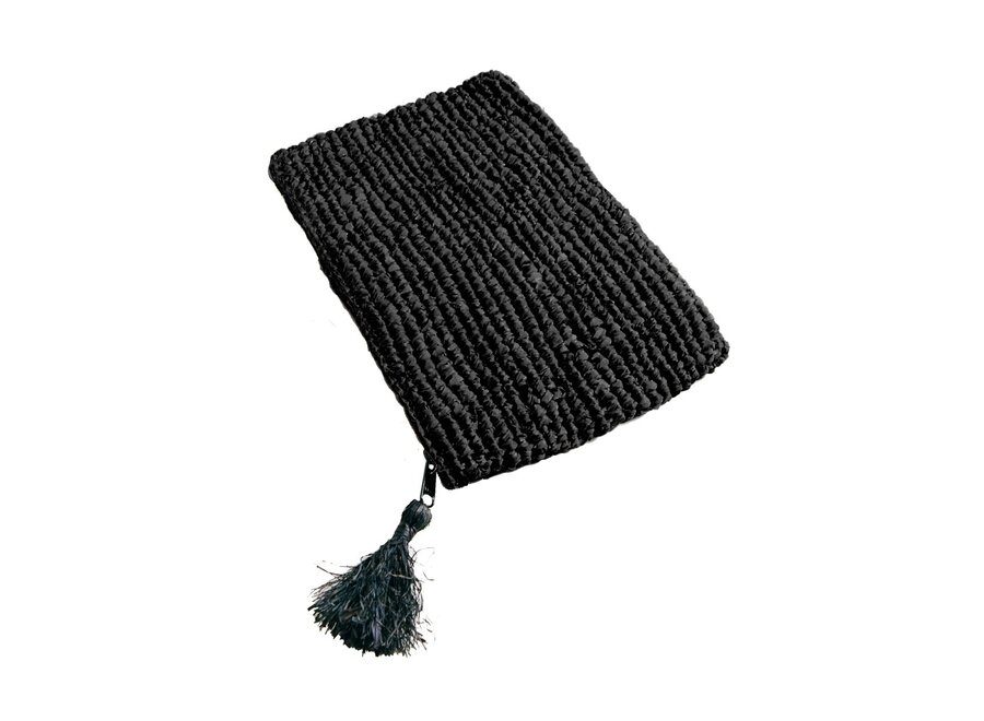 The Raffia Clutch - Black - L