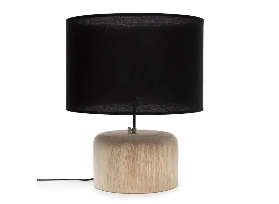 The Teak Wood Table Lamp - Natural Black