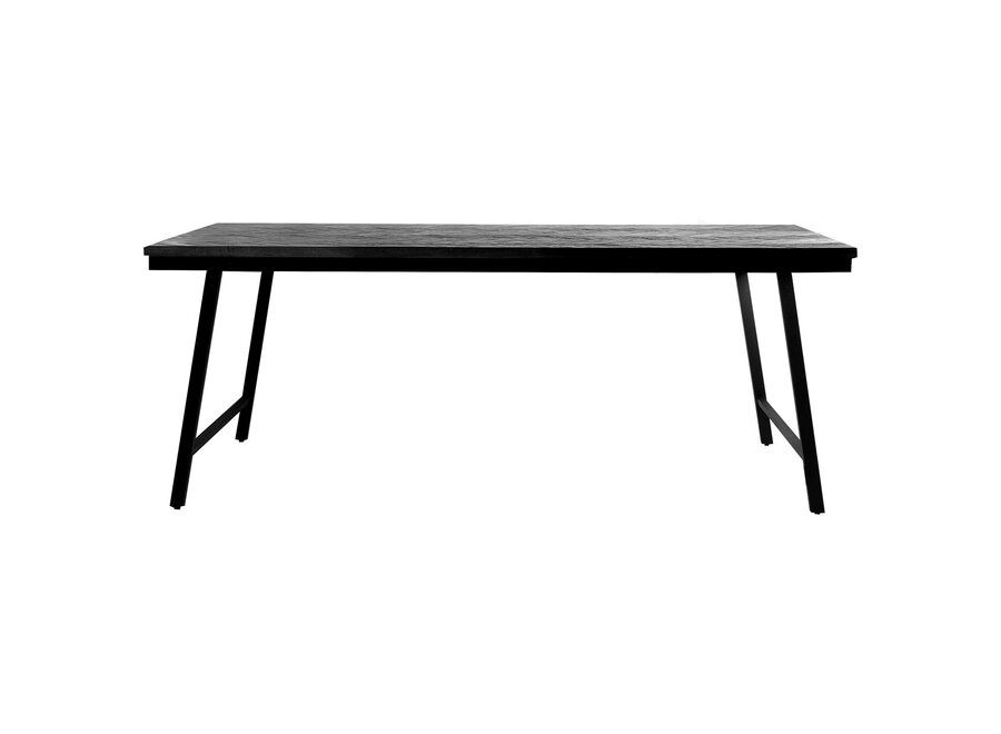 Il Tavolo da Mercato a Spina di Pesce - Nero - 200cm