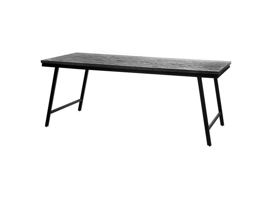 Il Tavolo da Mercato a Spina di Pesce - Nero - 200cm
