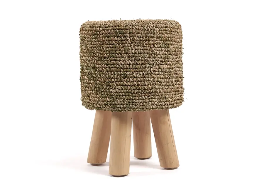 The Raffia Tressed Stool - Jungle Green