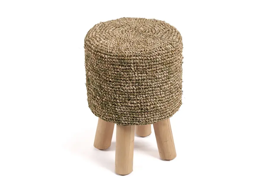 The Raffia Tressed Stool - Jungle Green