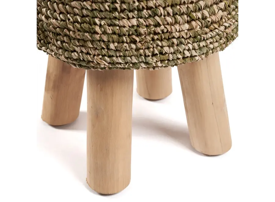 The Raffia Tressed Stool - Jungle Green