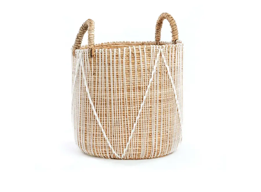 The Straight Stitched Macrame Basket - Natural White - M