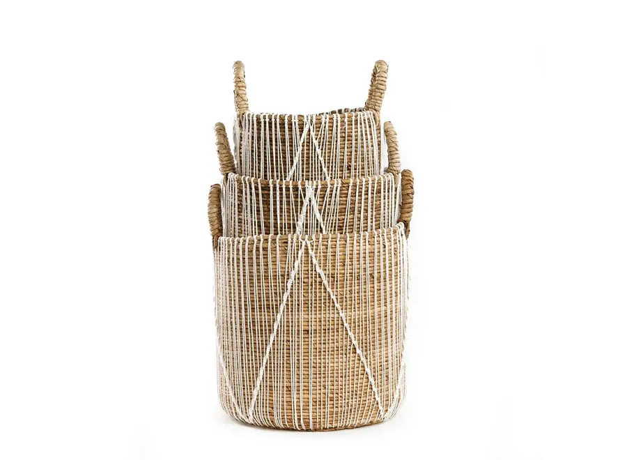 The Straight Stitched Macrame Basket - Natural White - M