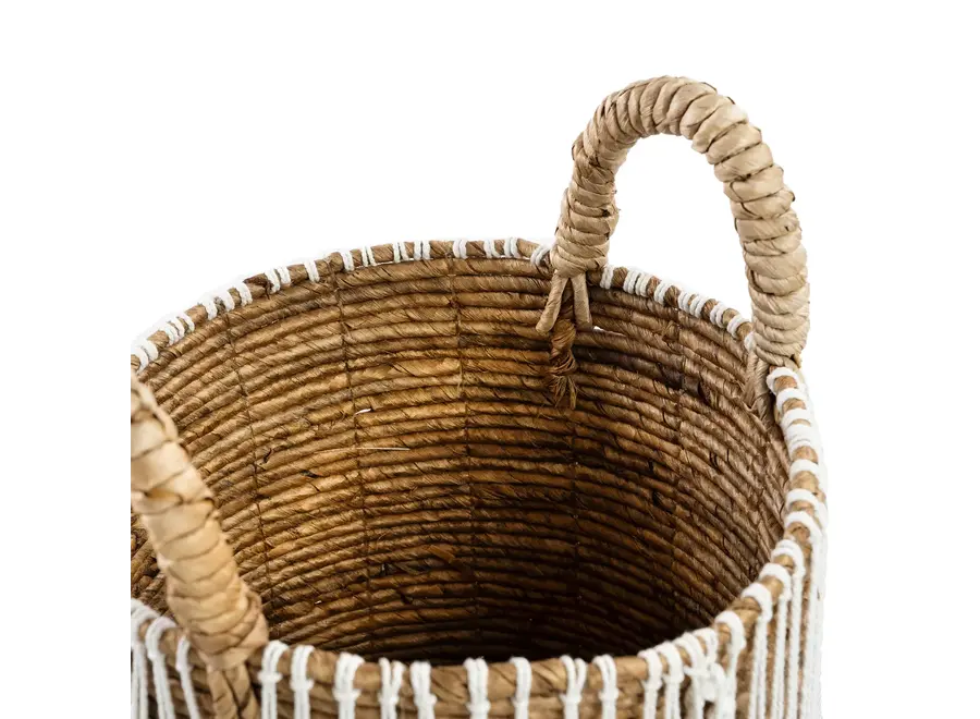The Straight Stitched Macrame Basket - Natural White - S